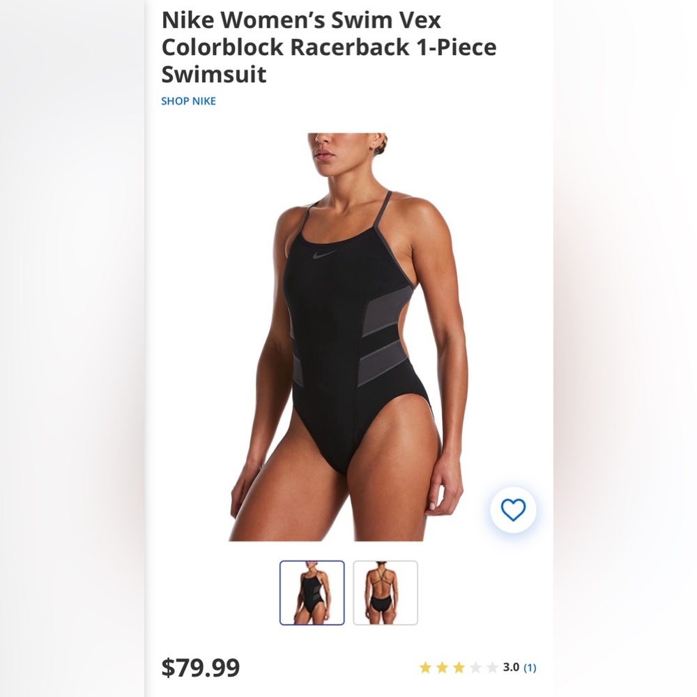 EUC Nike Women's Hydrastrong Black and Gray One-Piece Swimsuit 14
